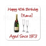 Personalised Champagne Wooden Coaster