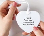 Personalised Wording Ceramic Keepsake Heart Shaped Ornament
