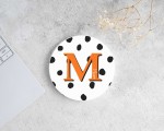 Personalised Name Initial Bold Colour Ceramic Round Coaster