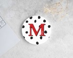 Personalised Name Initial Bold Colour Ceramic Round Coaster