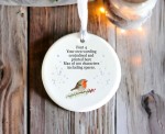 Personalised Wording Ceramic Christmas Tree Robin Keepsake Round Ornament