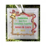 Personalised Christmas Tree First Christmas As Couple Frosted Glass Decoration