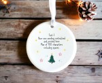 Personalised Wording Ceramic Watercolour Design Christmas Tree Keepsake Round Ornament