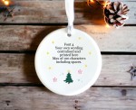 Personalised Wording Ceramic Watercolour Design Christmas Tree Keepsake Round Ornament