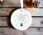 Personalised Wording Ceramic Watercolour Design Christmas Tree Keepsake Round Ornament