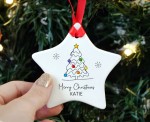 Personalised Name Christmas Tree Line Art Ceramic Keepsake Ornament