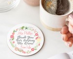 Personalised Teacher Thank You For Helping Me Grow Round Wooden Coaster