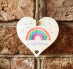 The Greater The Storm The Brighter The Rainbow Wooden Hanging 10cm Sign Gift