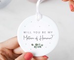 Will You Be My Matron Of Honour? Wedding Proposal Ceramic Keepsake - Eucalyptus Sage Green Design