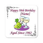 White Wine Aged Since.. Personalised Birthday Coaster