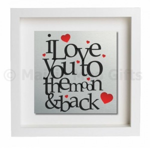love you to the moon back metal wall art personalised gift