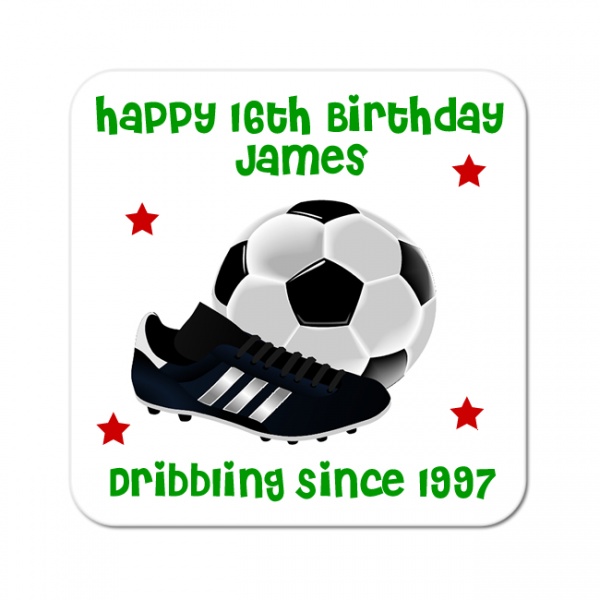 Happy Birthday Football Personalised Gift Coaster