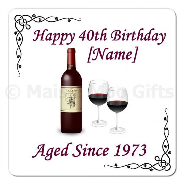 Red Wine Aged Since.. Personalised Birthday Coaster