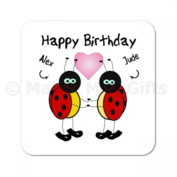 Personalised Happy Birthday Ladybird Coaster