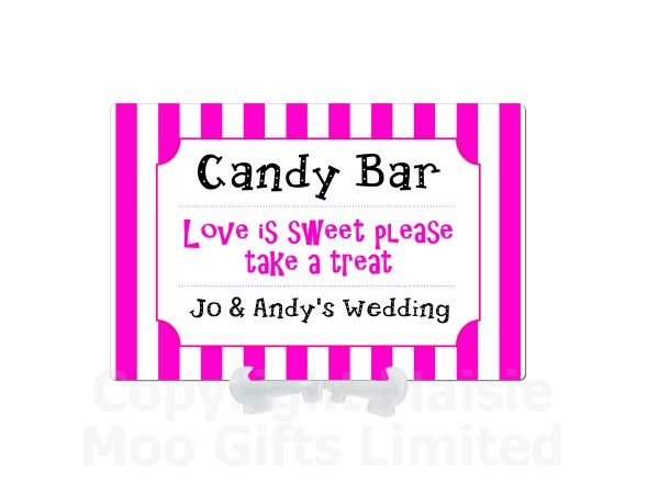 Personalised Sweet Table Candy Stall Cart Wedding Party A5 Sign 