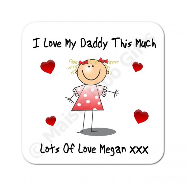 Cartoon Girl - I Love My .. This Much Personalised Coaster